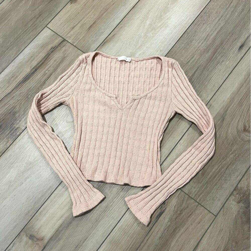 Lush Long Sleeve Top Women Blush Pink XS